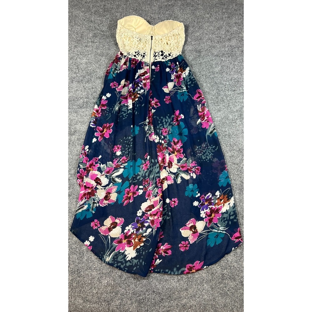 Love Culture Maxi Dress Women Small Multi Floral High Low Hem Back Zip Strapless - Picture 11 of 11